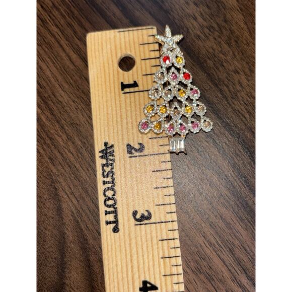 New rhinestone Christmas tree brooch pin In Gift Box - Picture 3 of 7